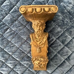 VTG Gold Hollywood Regency Male Head Shelf Corbel Neoclassical Bust Sculpture